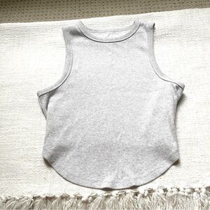 NWOT Aerie Gray Ribbed Cropped Fitted Tank Top Size Large L Summer Top